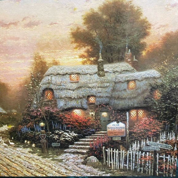 Thomas Kinkade 1000 PC Puzzle Olde Porterfield Tea Room SEALED 1999 VTG - Picture 9 of 10